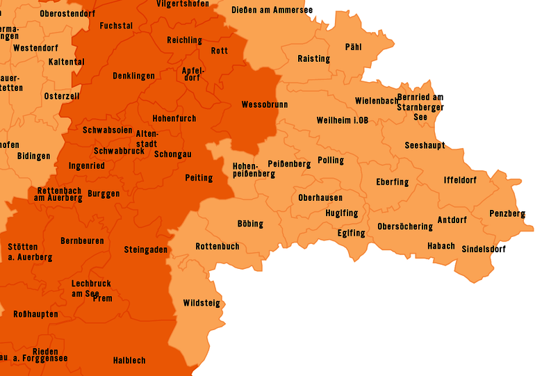 Kartenausschnitt Bayern