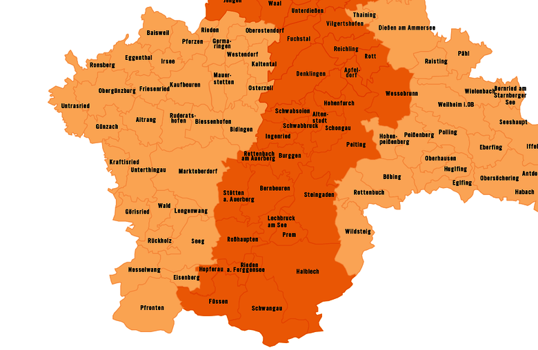 Kartenausschnitt Bayern