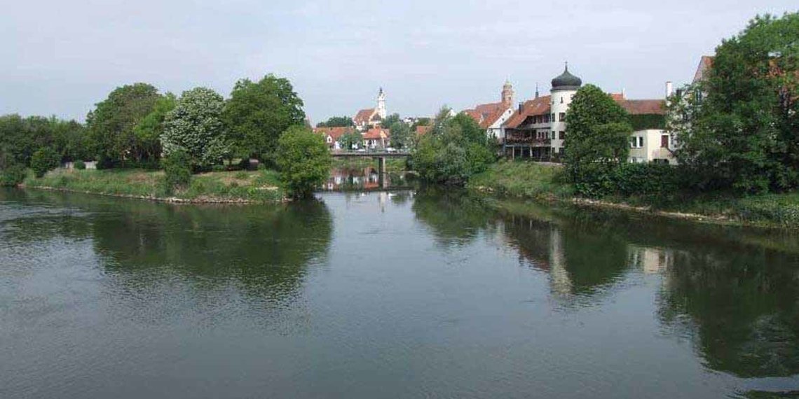 Donauspitz, Mündung, Wörnitz, in die Donau, Donauwörth, Via Claudia Augusta, Bayern, Foto Donauwörth